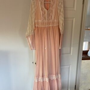 Gunne Sax Peach Prairie Dress